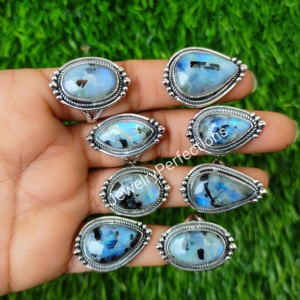 แหวนพลอยมูนสโตนแบบดั้งเดิมแหวนเงินแท้สำหรับ925ของขวัญที่ดีที่สุดสำหรับผู้หญิงเครื่องประดับราคาโรงงาน - Product Image 3