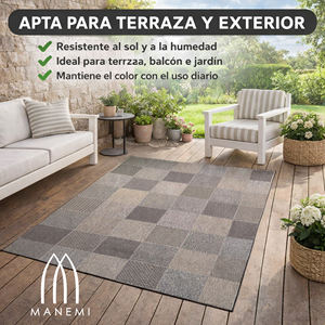 Tapis en patchwork en polypropylène durable et léger, fabriqué à la machine, résistant aux taches, avec dos antidérapant pour une utilisation intérieure/extérieure, patio - Product Image 5