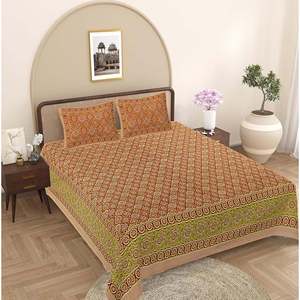 Green <b>Floral</b> 100% Cotton 240 TC Super King Bedsheet Set with 2 Pillow Covers Home Comforter <b>Sheets</b> Trio (SHKV1083) - Product Image 1