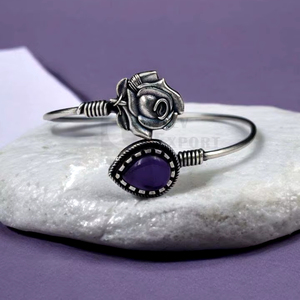 Pure Brass Party Wear Silver Look Bangle Free Size Openable Oxidized <b>Bracelet</b> <b>Adjustable</b> Handmade Bulk Product - Product Image 1