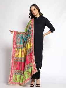 Indian Pakistani Ethnic Polyester Shawls Multi-Color Dupatta Traditional <b>Scarf</b> Handmade Embroidery Lightweight Windproof Long - Product Image 2