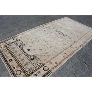 พรมตุรกี, พรมวินเทจขนาดใหญ่ 5.1x10.3 ฟุต, พรมขนสัตว์สีขาวสไตล์ตะวันตกเฉียงใต้ - Product Image 3