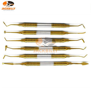 Juego de instrumentos de relleno de compuesto Dental de 6 piezas, instrumentos médicos dentales de acero inoxidable antiadherentes con revestimiento de titanio dorado - Product Image 3