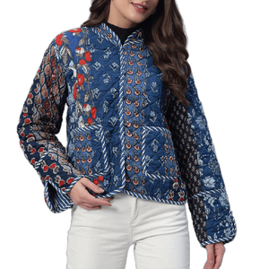 Manteau en coton matelassé réversible de meilleure qualité pour femmes, veste matelassée tissée à imprimé floral faite à la main, manteau d'hiver rembourré - Product Image 1