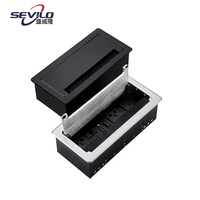Enchufe de Corriente Retráctil para Escritorio SEVILO UK con 3 Tomas y 2 Puertos USB, Caja de Conexión Oculta de Aleación de Aluminio