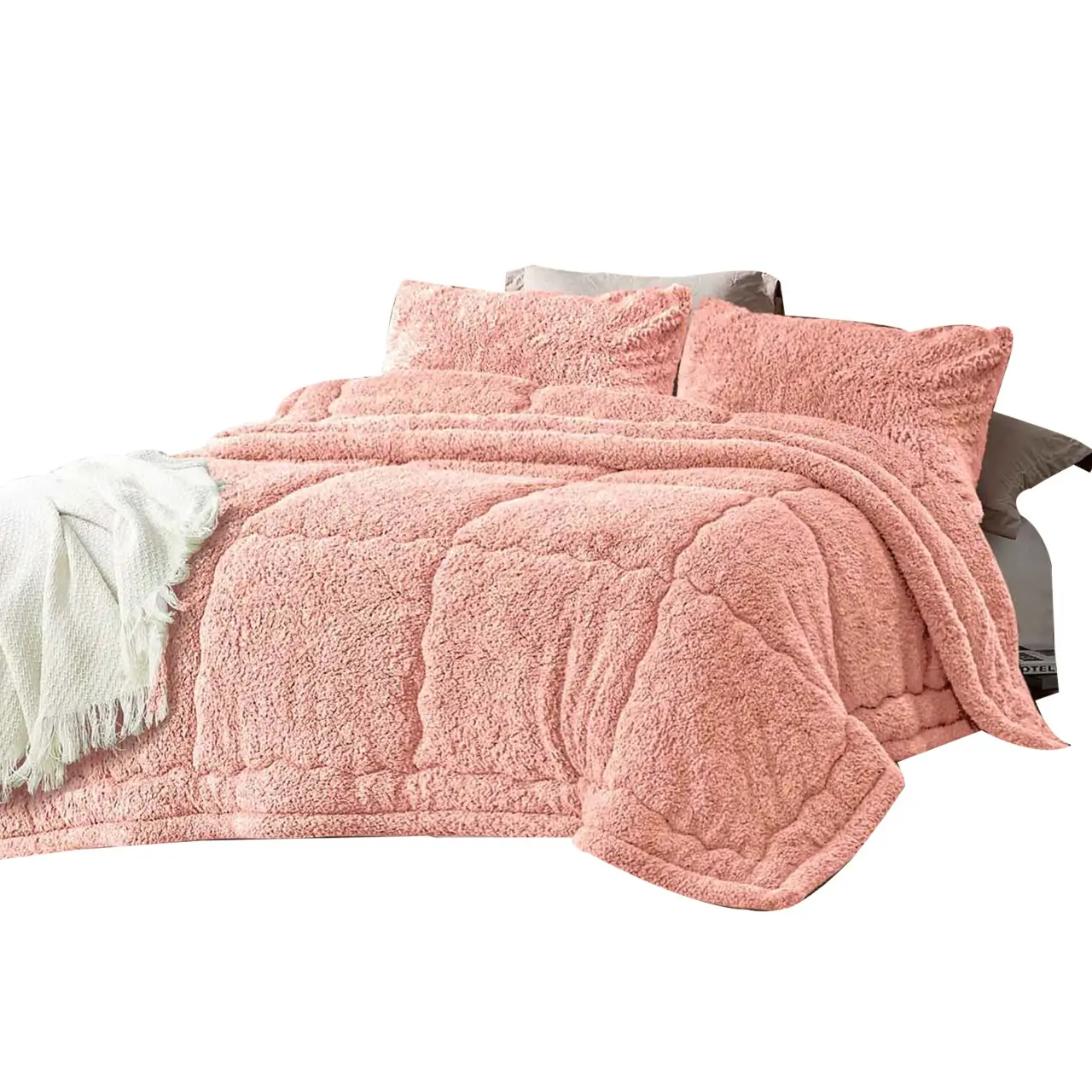 Wholesale Cozy Sherpa Filled Comforter Set Dusky Rose double sided sherpa comforter used from both sides for bedroom comfort