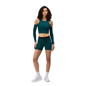 Shorts de sport pour femmes en gros, shorts de compression pour soulever les fesses, shorts de fitness, de course à pied, d'entraînement, de yoga avec poche en maille zippée - Product Image 6