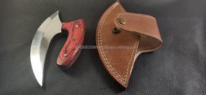 Couteau à pizza traditionnel en acier inoxydable multi-usages, écologique, argenté, avec manche en bois et étui en cuir - Product Image 4