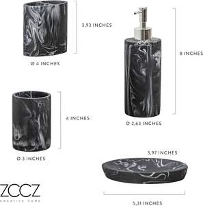 Décor à la maison classique Style coréen écologique léger ensembles de salle de bain complète motif marbre blanc résine personnalisée de haute qualité - Product Image 2