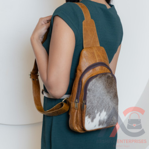 Bolso bandolera de cuero de vaca auténtico hecho a mano, bandolera Unisex de cuero auténtico de alta calidad, bolso de pecho ajustable duradero de viaje - Product Image 1