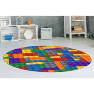 Tapis de construction coloré - Tapis imprimé pour salle de jeux d'enfants, tapis en chenille - Product Image 4