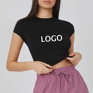 Camiseta de verano, camisetas cortas, camiseta de bebé Y2k, camiseta Sexy fina en blanco para mujer, camiseta transpirable lisa de algodón 100% 2025 - Product Image 4