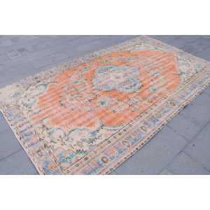 Tapis turc vintage, grand tapis de 5,6 x 9,6 pieds (171 x 292 cm), tapis oriental en laine orange - Product Image 3