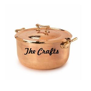 Copper Hammered Serving Pot With Brass Handles Handmade Round Shape Cooking Pot For <b>Kitchen</b> Accessories - Product Image 6