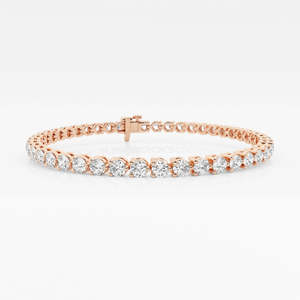 Bracelet tennis en or 14 carats avec diamant moissanite taille ronde, sertissage à trois griffes, style tendance - Product Image 3