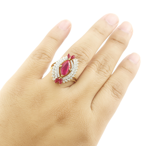 แหวนพลอยทับทิมมาร์คีสโตนอินเทรนด์แหวนแต่งงานแหวนหมั้นเงินแท้พร้อมการตั้งค่าง่ามสำหรับงานเลี้ยงครบรอบของขวัญ - Product Image 2