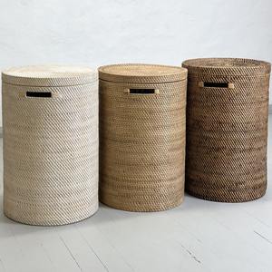 Natural rattan waste <b>bins</b> wholesale hand woven trash <b>bin</b> <b>lidded</b> basket containers great price - Product Image 3