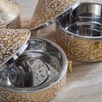 Beau serveur de nourriture de casserole blanc et or parfait pour les événements spéciaux et les cadeaux de festival d'Inde