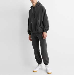 Sweat à capuche personnalisé, délavé à l'acide, surdimensionné, épais, uni, vintage, grande taille, pour homme - Product Image 4