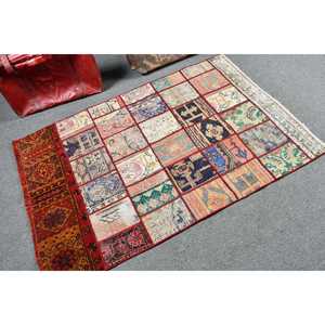 Alfombra Vintage de 3.4x5.2 pies, Alfombra, Alfombra de Camuflaje Roja de Lana - Product Image 2