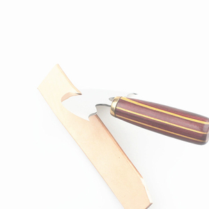 Cuchillo de cabeza artesanal de cuero con mango de madera para cortar y recortar cuchillo redondo de acero inoxidable para trabajos artesanales de cuero - Product Image 5