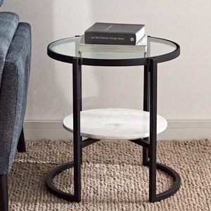 Black Coated Metal Side <b>Table</b> Top Glass for Home Livingroom Hotel Decorative Use End <b>Table</b> in Affordable Price - Product Image 1