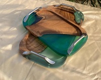 Produit à forte demande sur mesure 100% plateau en bois et résine pour décor à la maison de Table de salle à manger avec forme et couleur de taille personnalisée