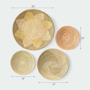 Ensemble de décoration de panier mural en jonc de mer à motifs floraux et en spirale élégants Accents muraux élégants - Product Image 5