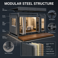 Maison Modulaire Contemporaine en Conteneur Préfabriqué, Bâtiment Portable avec Porte Pliante en Verre Panoramique pour Hôtel, Bureau ou Hébergement