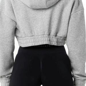 Sweat à capuche oversize classique pour femme en lin, 55% coton, 45% élasthanne, style épaules tombantes, fermeture éclair intégrale, à capuche - Product Image 6