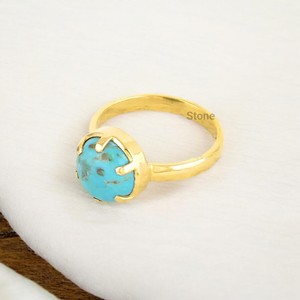 Designer 925 Sterling Silver Bohemian Style Women's Engagement <b>Ring</b> Handmade Arizona Turquoise Statement Jewelry Natural - Product Image 2