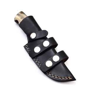 Cuchillos de caza de acero de Damasco personalizables hechos a mano con Funda de cuero de vaca y mango de madera epoxi cuchillas OEM - Product Image 2