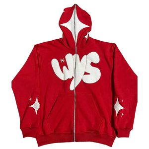 Nouveaux sweats à capuche zippés personnalisés avec impression en relief, en molleton épais 100 % coton biologique écologique pour homme, coupe classique - Product Image 2