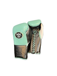 Gants de boxe professionnels en cuir de vachette véritable bleu métallisé, vente en gros, No Boxing No Life - Product Image 2
