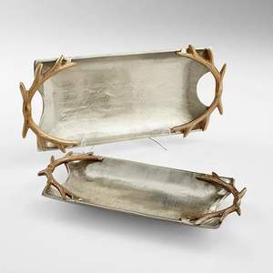 Bandeja DE SERVICIO DE METAL elegante y duradera, nuevo diseño moderno para bebidas, servicio de aperitivos y Decoración elegante - Product Image 3