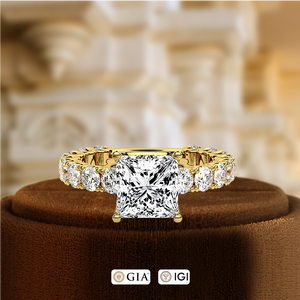 แหวนหมั้นเพชรเพาะเลี้ยง 1 กะรัต รับรองโดย IGI แหวนครบรอบแต่งงาน แหวนแต่งงานทรงเจ้าหญิงประดับเพชรแบบ Pave แหวนทองคำขาว 14k - Product Image 2