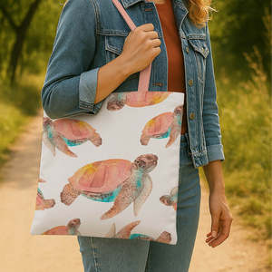 Women's Turtle Art Ocean Theme Tote Bag Zippered <b>Handbag</b> Embroidery <b>Chains</b> Letters for Spring/Summer Use Made Straw Polyester - Product Image 2