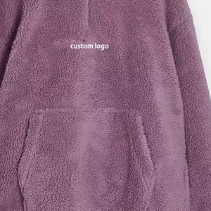 Sweat à capuche en polaire Sherpa pour hommes entièrement fait sur mesure pour l'hiver-Tissu de flanelle tricoté solide à capuche populaire - Product Image 5