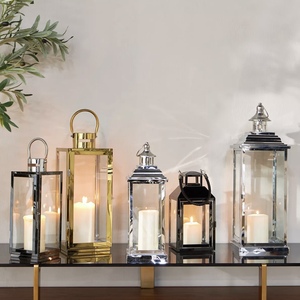 Dernières décorations pour la maison, bougeoir en métal doré brillant classique et durable, panneaux en verre pour Noël - Product Image 5