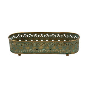 Metal hecho a mano personalizado al por mayor hierro RectangleTray Adviento portavelas Color gris para decoración de Navidad a granel - Product Image 2