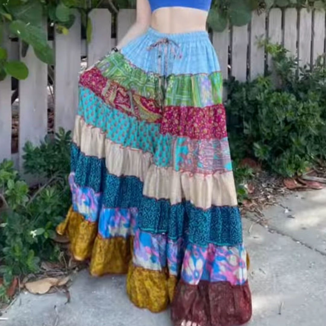 Sari Indien Jupe Longue Indienne Baba Cool Jupe Indienne En Coton