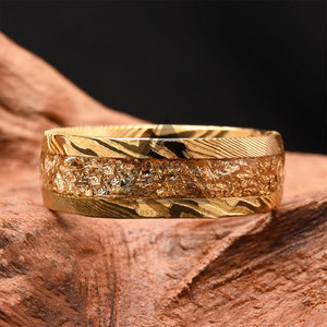 Unique Design Low MOQ Casual Unisex Lightweight Solid Color Damascus Steel <b>Rings</b> - Product Image 5