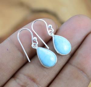 Blue Larimar 925 Sterling Silver Gemstone Hook Earrings 1 Pair Handmade Jewelry Gift For <b>Women</b> - Product Image 5