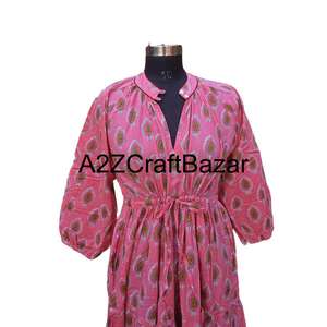 Robe mi-longue florale vintage coréenne Himanshi, coton écologique respirant, coupe confortable, facile à assortir, à porter au quotidien, différentes tailles - Product Image 3