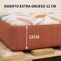 Juego de Cojines para Sofá de Jardín Manemi con Diseño de Follaje, 120x80 + 120x50 cm, Resistentes al Agua, Extraíbles y Lavables a Máquina