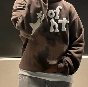 Sweat à capuche personnalisé pour homme, coupe ample et épaisse, épaules tombantes, couleur unie, en molleton polyester/coton 350g, anti-rétrécissement, collection automne - Product Image 6