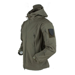 Chaqueta a prueba de viento Softshell con logotipo personalizable unisex impermeable de lona forro polar cremallera Softshell para exteriores - Product Image 2