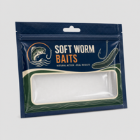 Sacs d'emballage personnalisés en plastique souple pour leurres de pêche (hameçons, vers, appâts) avec fenêtre transparente, fermeture éclair refermable et trou Euro