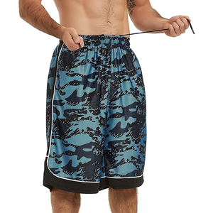 Venta al por mayor de ropa deportiva para hombre, pantalones cortos largos atléticos de dos tonos para baloncesto, pantalones cortos de secado rápido para gimnasio sublimados personalizados con bolsillos - Product Image 2
