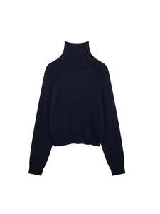 Women Fashion Chic Navy Knit Sweater With <b>Scarf</b> Female High Neck Long Sleeves Pullovers Ladies Casual Knitwear - Product Image 6